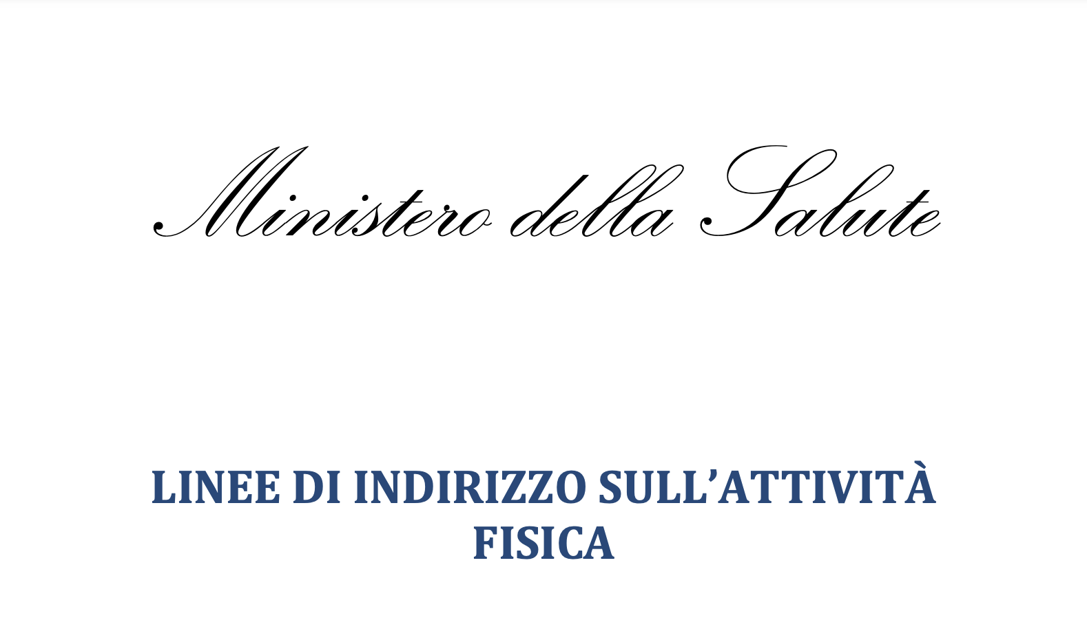 Linee di indirizzo sull’attività fisica